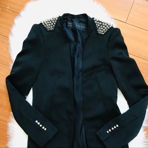 Zara Studded Sleeve Long Lined Blazer XS